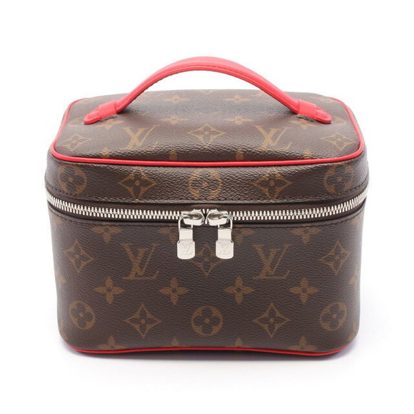 Louis Vuitton Nice Handbag Leather Monogram Macassar Brown Red - Picture 1 of 5